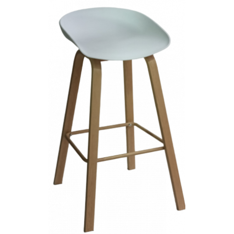 VAN-W σκαμπό ψηλό μεταλλικό ΞΥΛΟ pp ΛΕΥΚΟ, 44x45xH85