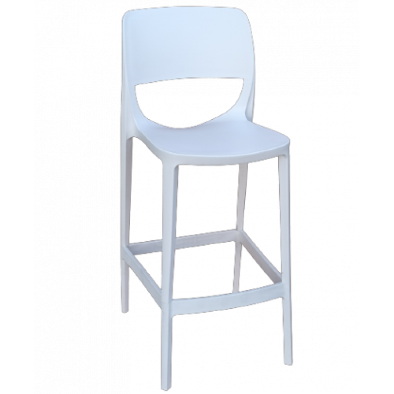 BELLA-BAR σκαμπό ψηλό pp ΛΕΥΚΟ, 48x55xH107