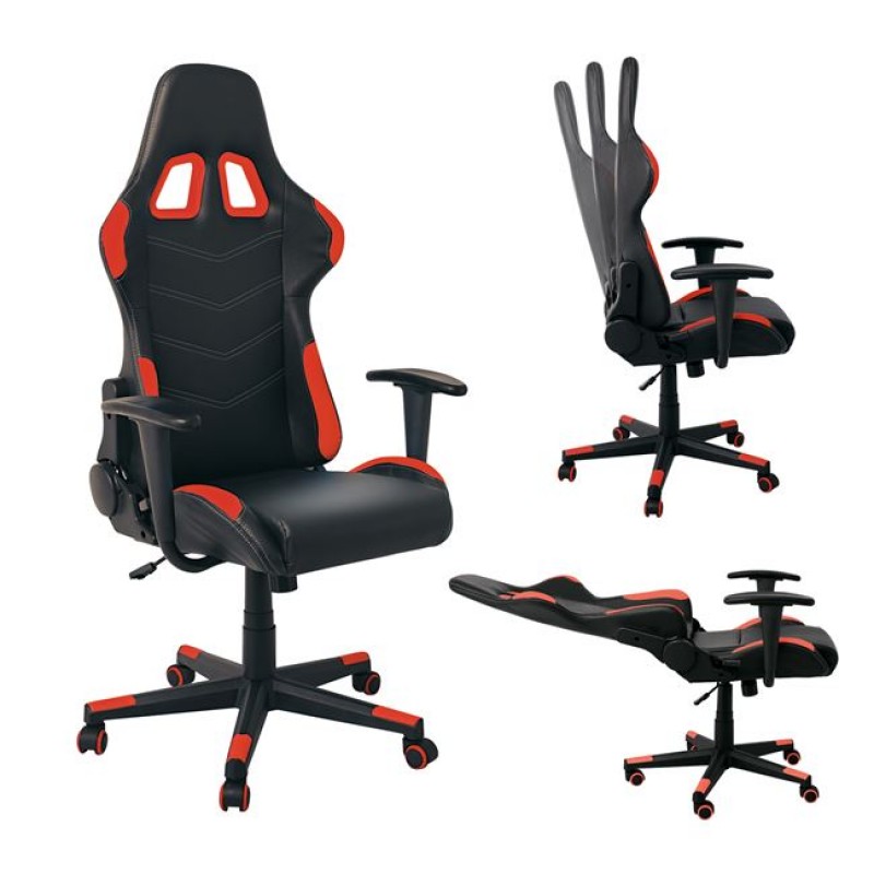 BF9150 Gaming Πολυθρόνα Γραφείου, Ανάκλιση Πλάτης έως 90°, Pu Μαύρο - Κόκκινο Κωδικός: [Ε-00021416] ΕΟ541,1