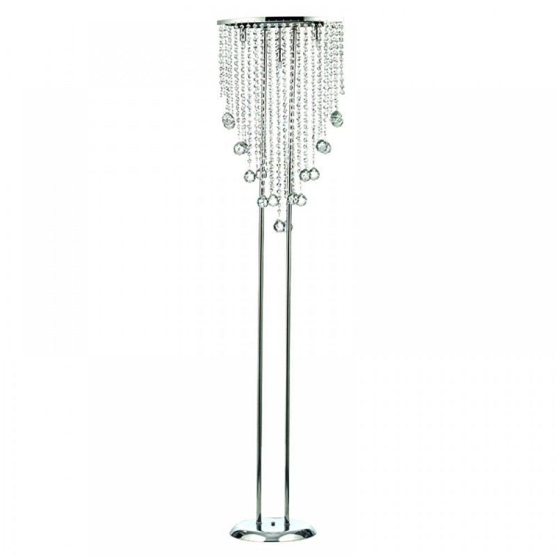Επιδαπέδιο φωτιστικό από χρώμιο μέταλλο και διάφανα κρύσταλλα 3XG9 D:170cm (45334)