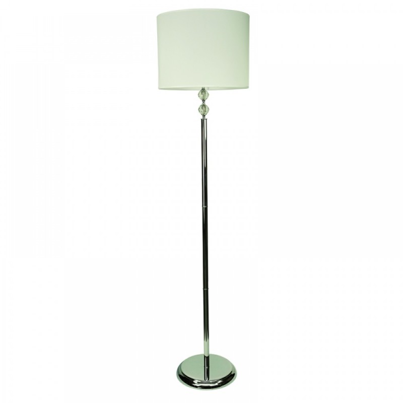 Επιδαπέδιο φωτιστικό από χρώμιο μέταλλο κρύσταλλο και υφασμάτινο καπέλο 1XE27 D:177cm (45360-Χρώμιο)