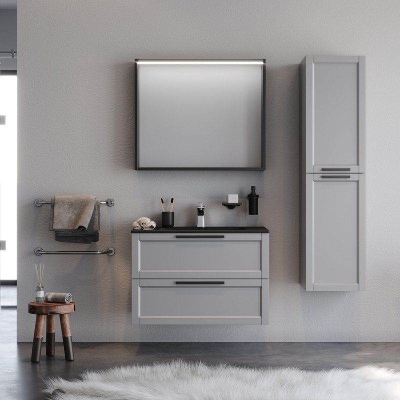 Σετ Έπιπλο Μπάνιου LAGUNA Γκρι 80 MDF 18mm Λάκα 9SLAG080GRM Πάγκο 81×46.50x52cm