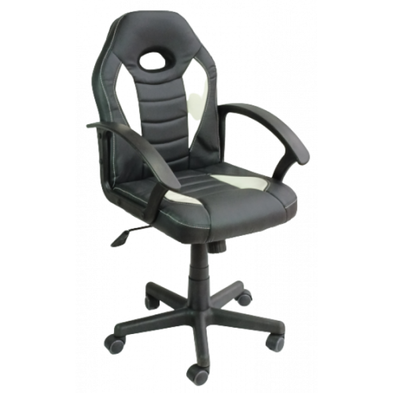 GC-200 πολυθρόνα γραφείου δερματίνη ΜΑΥΡΗ-ΛΕΥΚΗ, 52x55x91/102