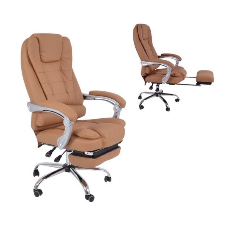 BF9700 Relax Πολυθρόνα Γραφείου Διευθυντή, με Υποπόδιο, Βάση Χρώμιο,PU Μπεζ Κωδικός: [Ε-00017864] ΕΟ573,2