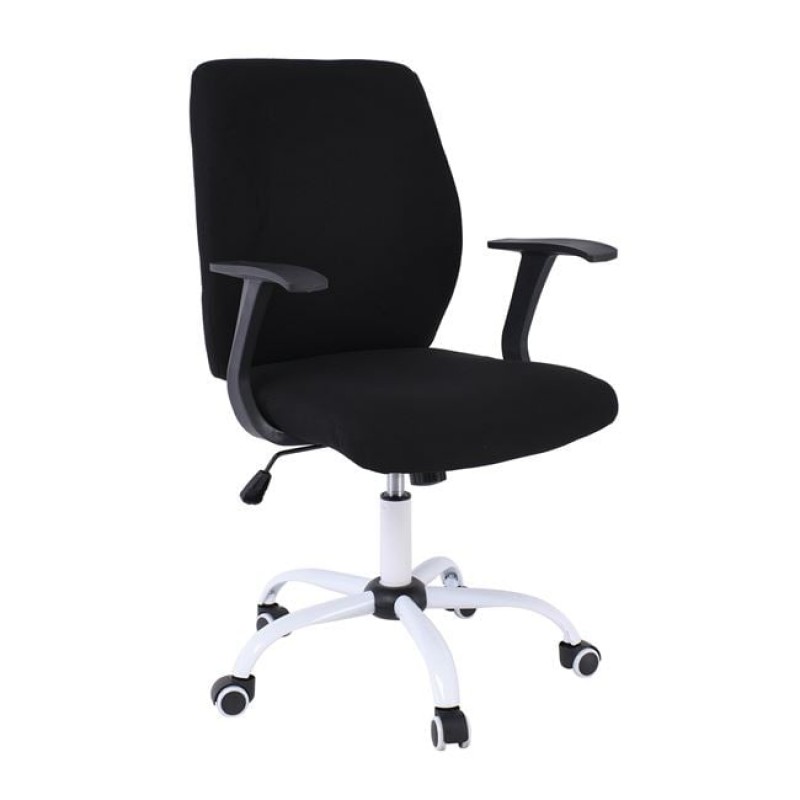 BF3900 Πολυθρόνα Γραφείου Βάση Μέταλλο Βαφή Άσπρο, Μπράτσα & Ύφασμα Μαύρο Κωδικός: [Ε-00026139] ΕΟ524,11