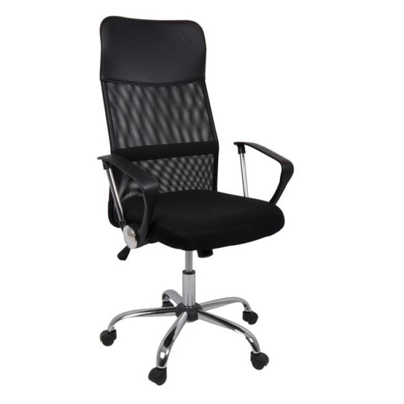 BF2400 Πολυθρόνα Γραφείου Διευθυντή, Βάση Χρώμιο, Pu Μαύρο, Mesh Μαύρο Κωδικός: [Ε-00010518] ΕΟ502,1