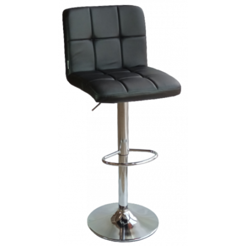 RADA σκαμπό ρυθμιζόμενo σκελετός ΧΡΩΜΙΟΥ δερματίνη ΜΑΥΡΗ / 45x50x89-110