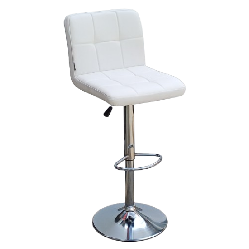 RADA σκαμπό ρυθμιζόμενo σκελετός ΧΡΩΜΙΟΥ δερματίνη ΛΕΥΚΗ / 44x50xΗ89-110