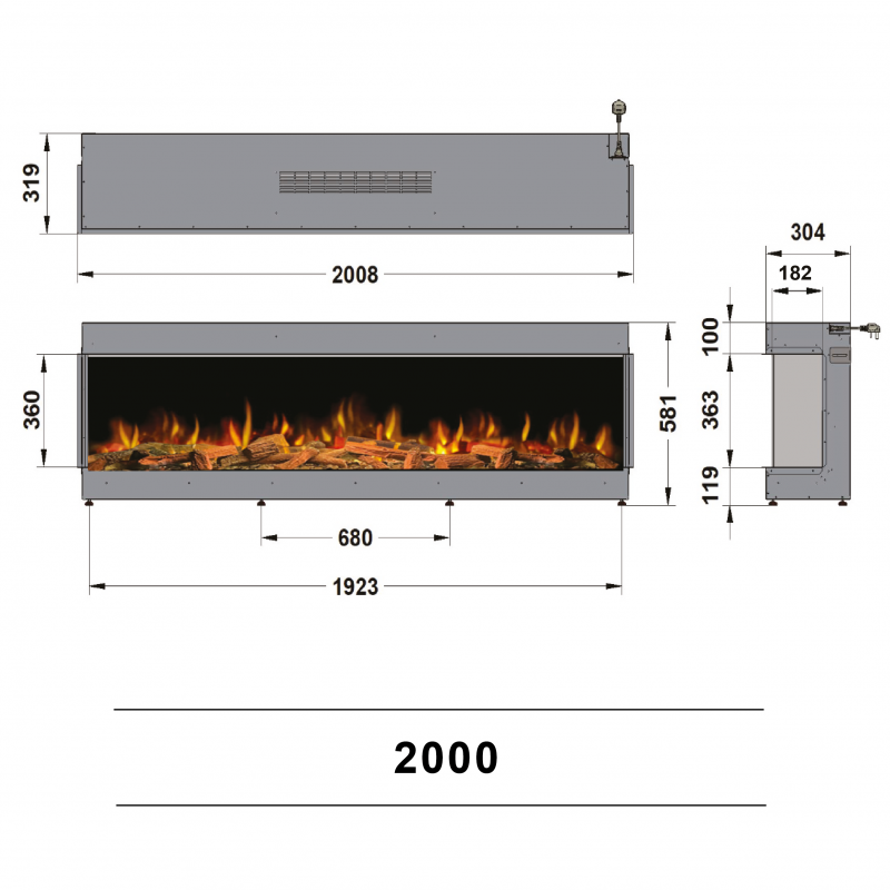 ΗΛΕΚΤΡΙΚΌ ΤΖΑΚΙ  -ilektro Two Thousand Landscape  2160X450X840mm  - θερμική ισχ΄ύς 2000watt 