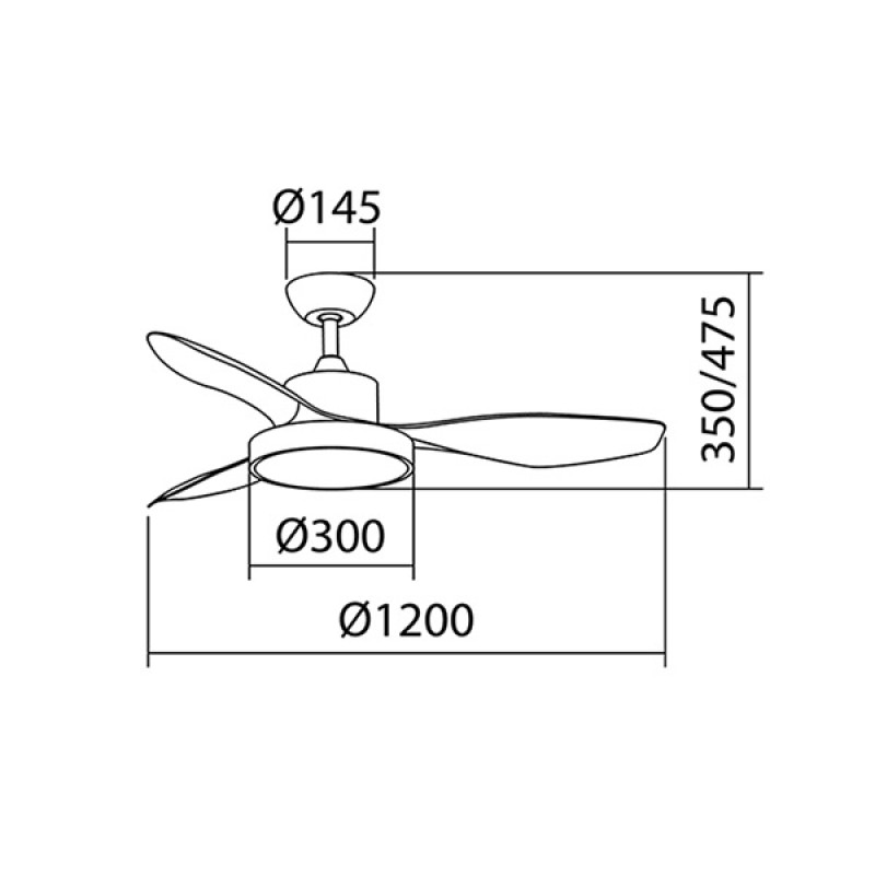 Ανεμιστήρας οροφής σε λευκό χρώμα | RIGA 7748  Ισχύ μοτέρ 32watt  - Παροχή αέρα σε (m3/h): 8272 max 