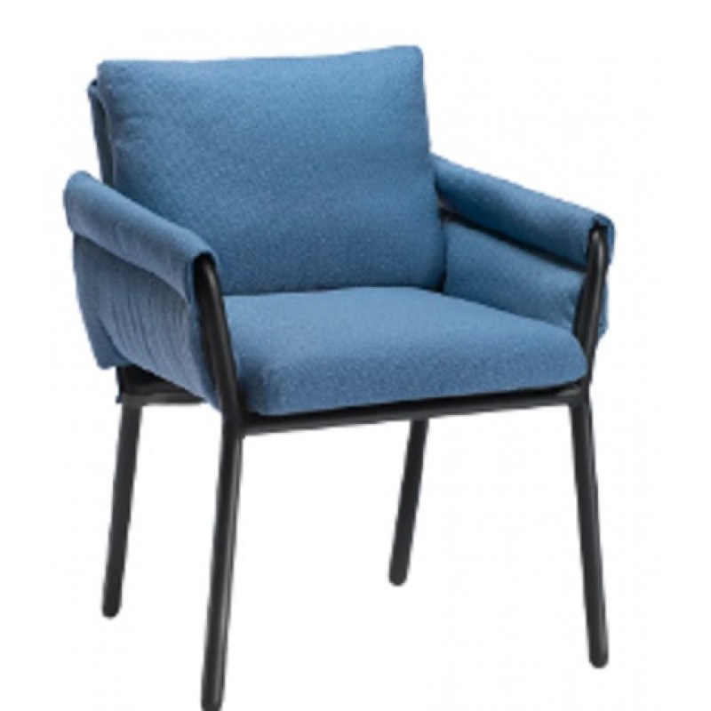 COACHELLA  cod. 154. __/IFOAN   Πολυθρόνα μεταλλική  με υφασμα μπλέ  64.5*60.5*50-81 - ελαχιστη παραγγελια 2 τμχ 