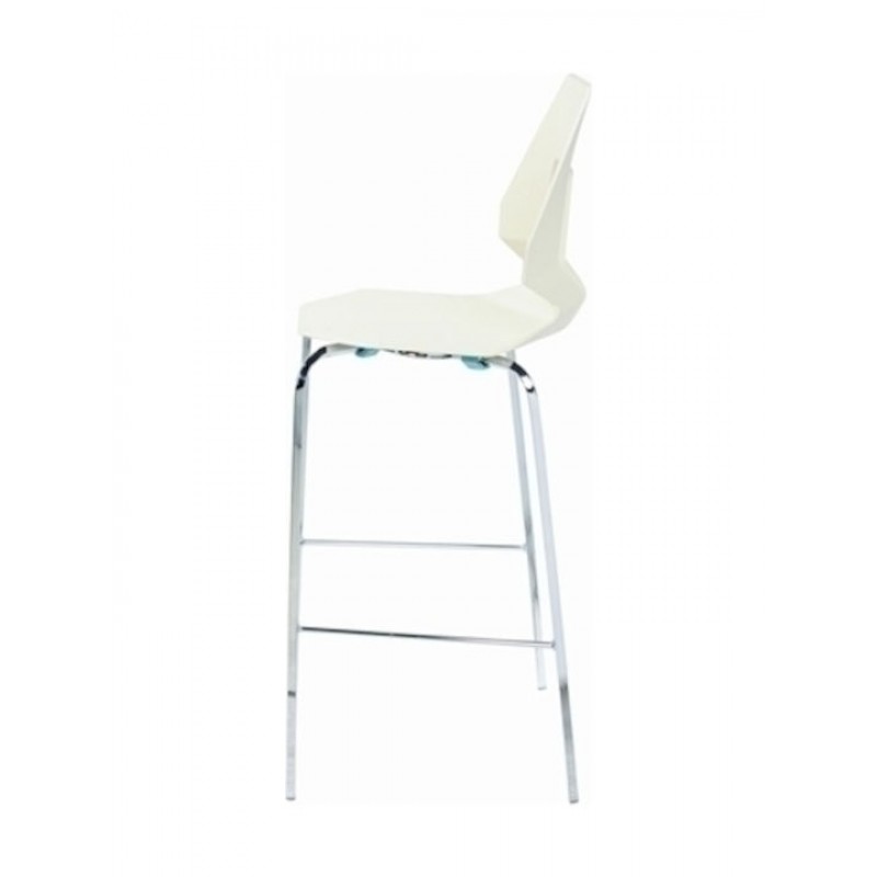 Σκαμπό Μπαρ με Πλάτη από Πολυπροπυλένιο Prodige Μπεζ 46x42x77εκ. Κωδικός: 63.13/77NA