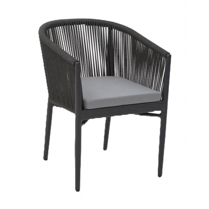 Verni πολυθρόνα αλουμινίου - rope - ΜΑΥΡΟ  57x63x77cm  κωδικός 30135-116397