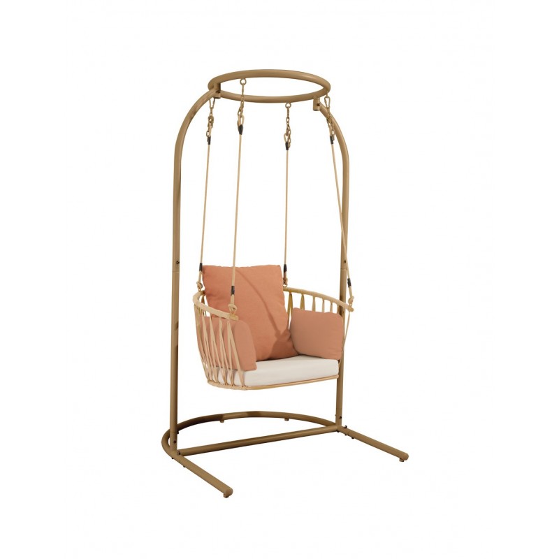 Pelican Kούνια Mεταλλική 120x128xΗ200cm  Collection :Exclusive II Υλικό κατασκευής Μέταλλο με rope και PE rattan