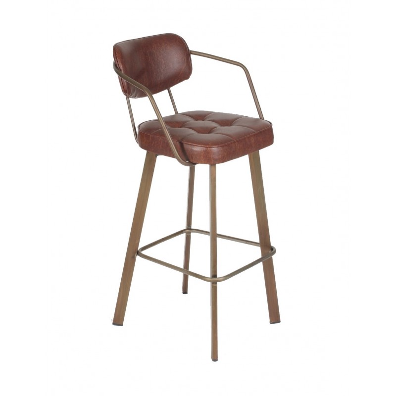 Corner μεταλλικό σκαμπό bar Χρυσό σκελετό με ταμπα δερμτίνη  52x55x105/76cm