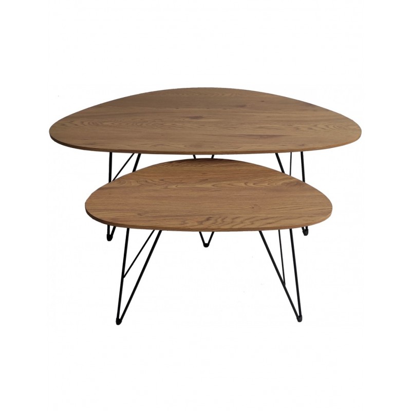 HAGUE coffee table set 2τμχ Φυσικό T1: 116x66xH45cm / T2: 75x43xH39cm