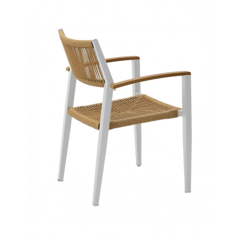 Mars Πολυθρόνα Αλουμινίου -PE Rattan Rope  57x95x260cm  λευκό χρωμα 