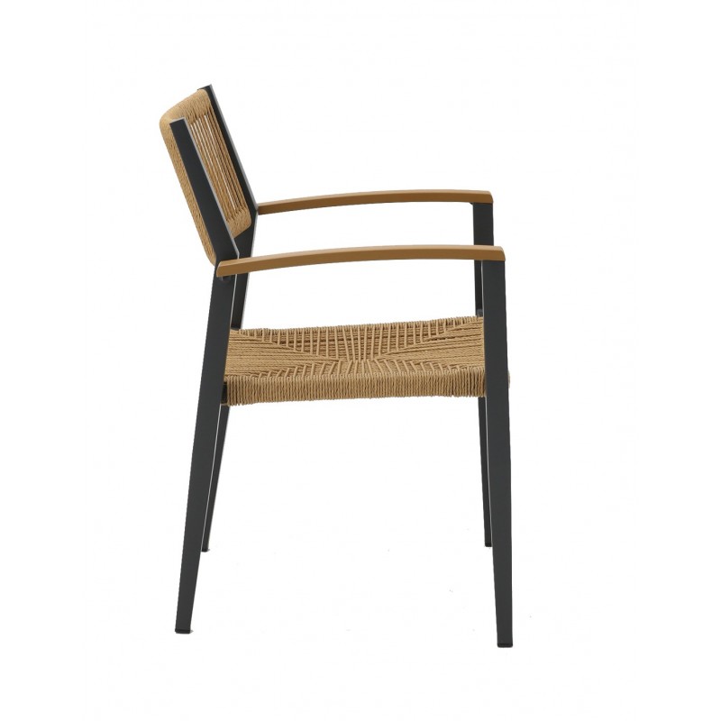 Mars Πολυθρόνα Αλουμινίου -PE Rattan Rope  57x95x260cm μαύρο χρωμα 