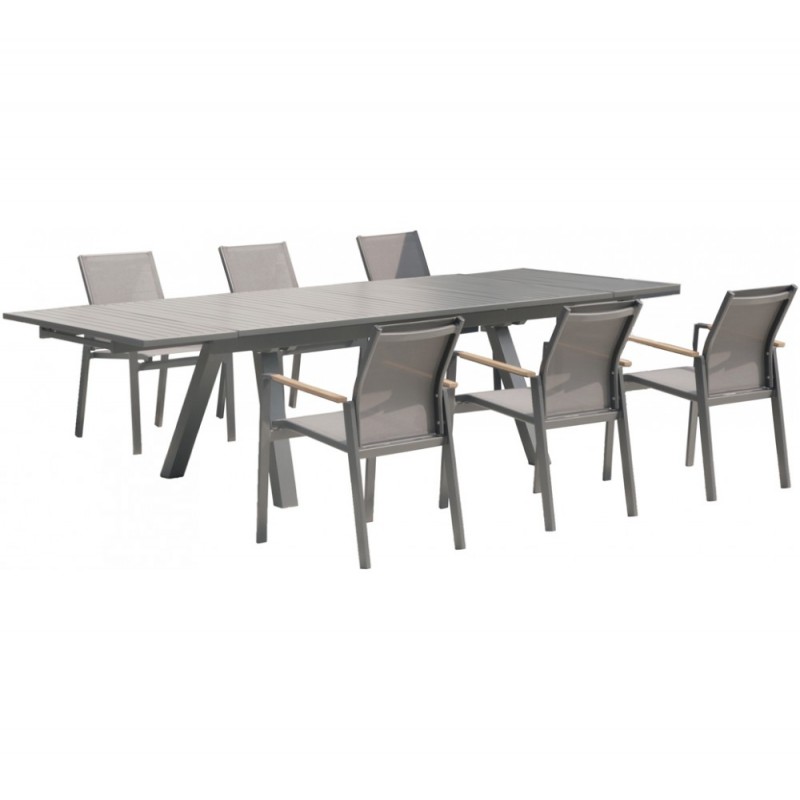 Miro Τραπεζαρία Αλουμινίου Επεκτεινόμενη χρώμα μόκα σετ 7  τμχ