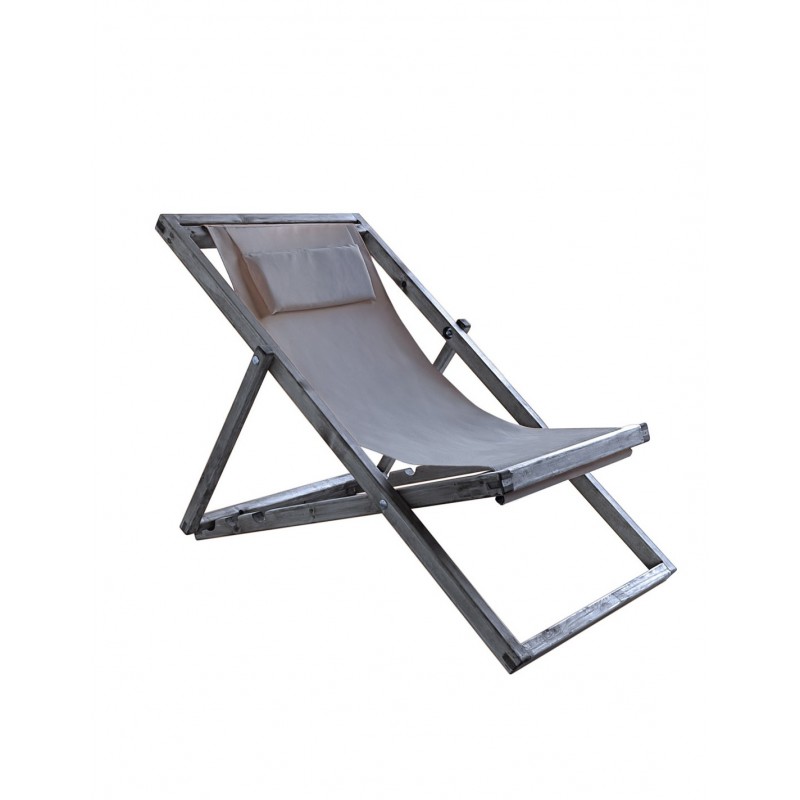 Sharp ξύλινη σεζλόνγκ Γκρι 115x61cm με προσκεφαλο 