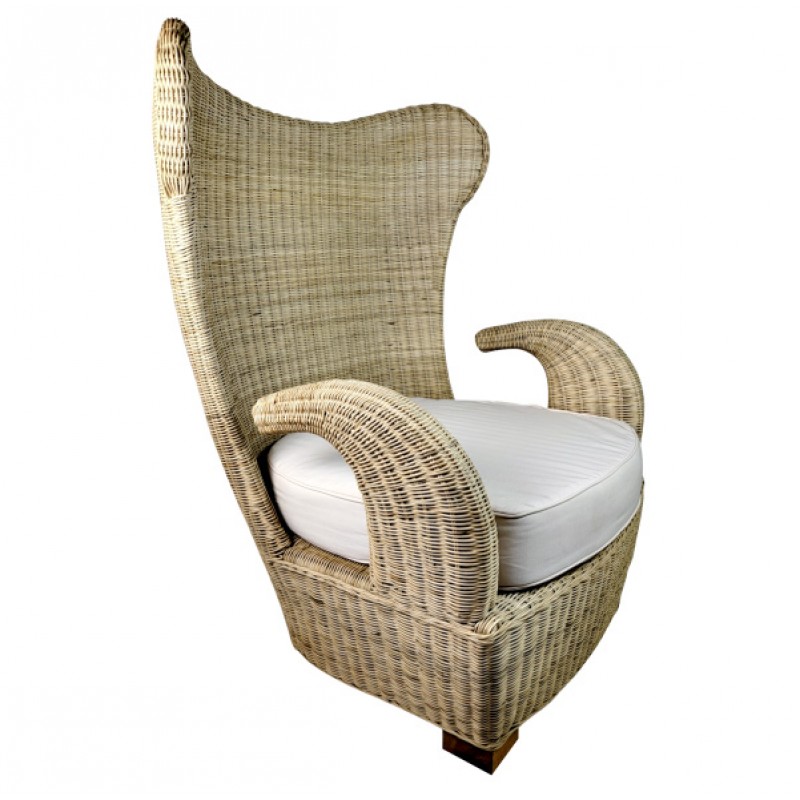 QUEEN ELISABETH πολυθρόνα μπερζέρα από πλεκτό φυσικό rattan  Διαστάσεις: 105x80x120
