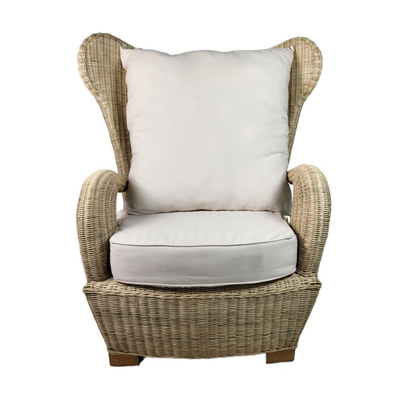 QUEEN ELISABETH πολυθρόνα μπερζέρα από πλεκτό φυσικό rattan  Διαστάσεις: 105x80x120