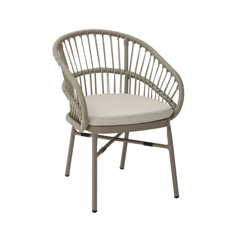 Limbani πολυθρόνα αλουμινίου-rope  taupe καπουτσινο   55x61x81cm