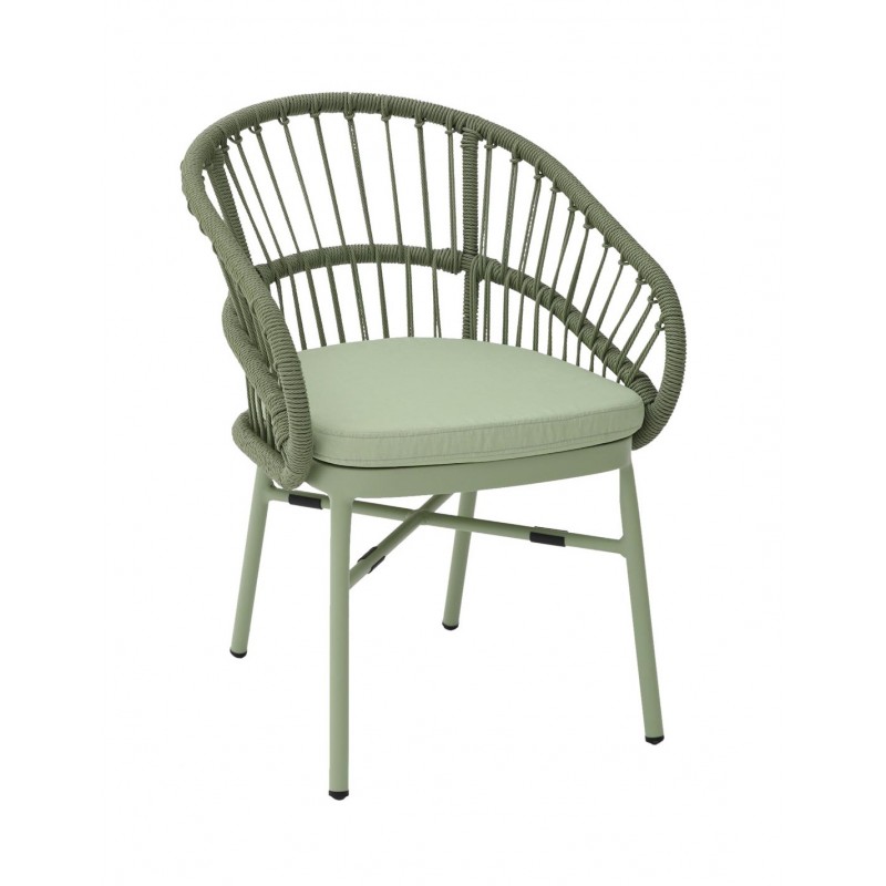 Limbani πολυθρόνα αλουμινίου-rope  πράσινο  55x61x81cm