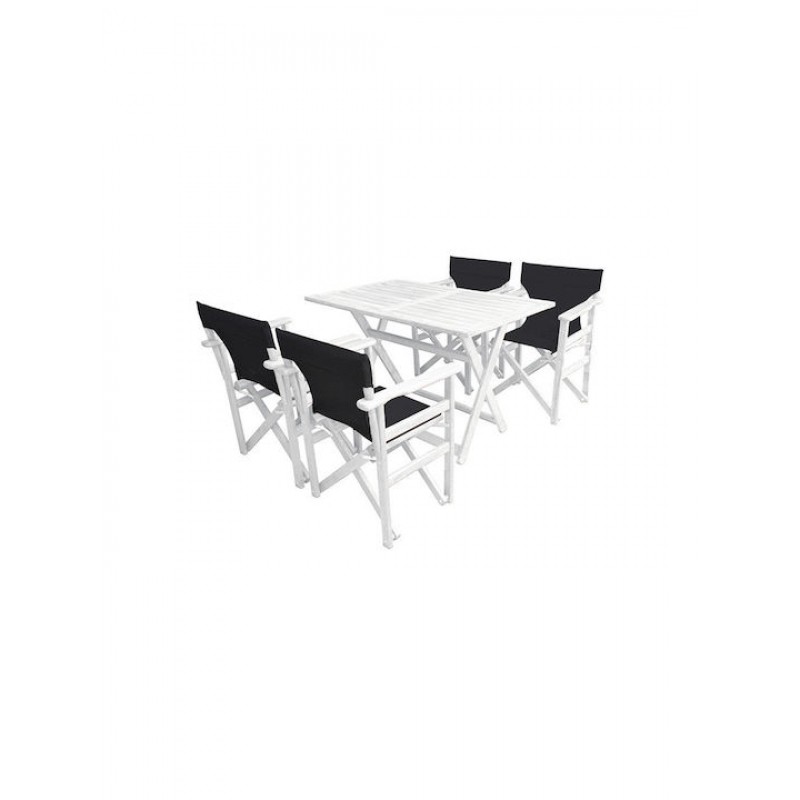 Σετ Τραπεζαρία Κήπου Οξιάς Λευκό 5247g + 5254g 120x75x76cm Μαύρο textilene bliumi  Κωδικός προϊόντος: 200-39-008