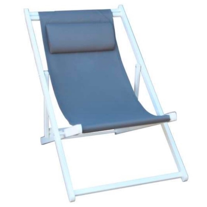 Σεζλόνγκ αλουμινίου λευκή με μαξιλάρι και textilene γκρι 5445 G Διάσταση: 059*102*095cm