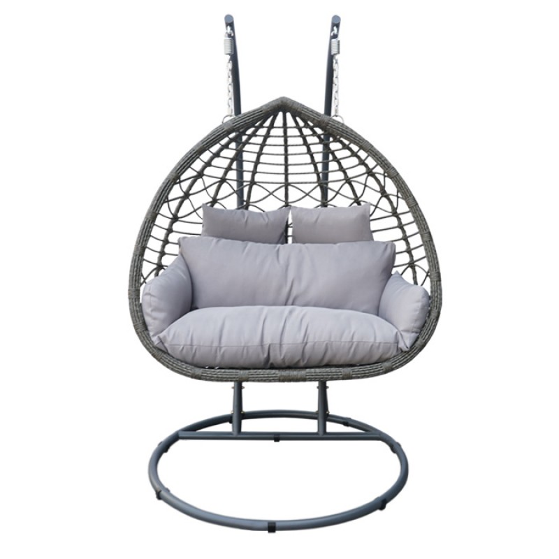 5547 G Διθέσια κούνια κρεμαστή Wicker - Rattan Με βάση  Συνολικό ύψος: 200cm Ύψος καλαθιού: 124cm Πλάτος καλαθιού: 132cm   