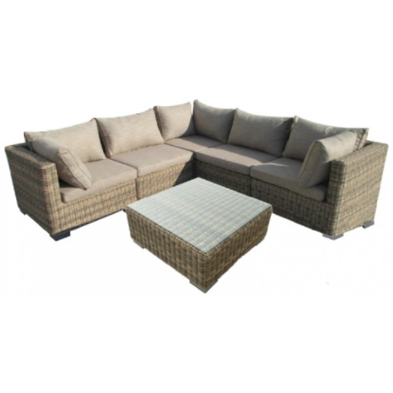 DAMINA ΣΕΤ  Σαλονιου 6 τεμ.  Πολυθρόνα  αλουμινίου  Wicker στρόγγυλο  5 mm  με μπεζ μαξιλάρια