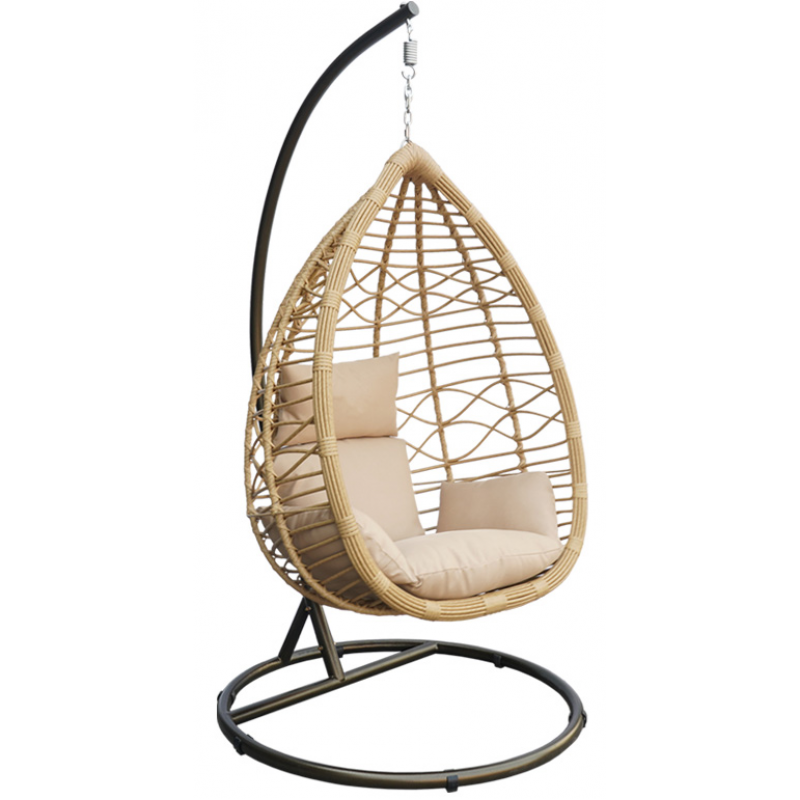 BL 5546 G  Κούνια κρεμαστή Wicker - Rattan  Συνολικό ύψος: 200cm Ύψος καλαθιού: 128cm Πλάτος καλαθιού: 090cm Βάθος καλαθιού: 070cm 