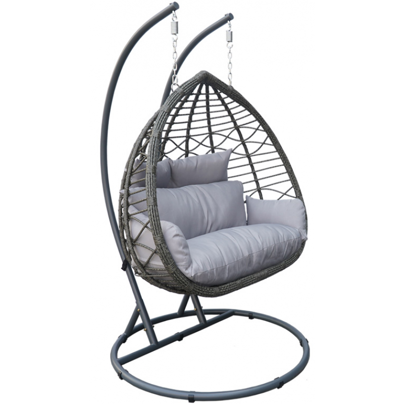 5547 G Διθέσια κούνια κρεμαστή Wicker - Rattan Με βάση  Συνολικό ύψος: 200cm Ύψος καλαθιού: 124cm Πλάτος καλαθιού: 132cm   