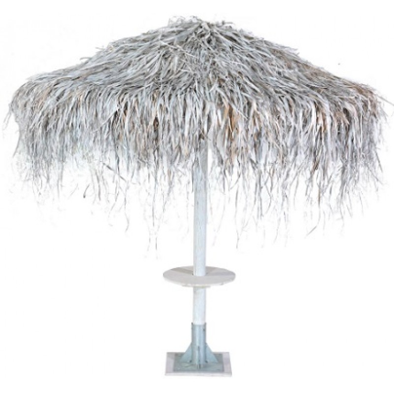 Στρογγυλή ομπρέλα από φυσικό χόρτο PALM LEAF ΛΕΥΚΟ   /  Φ 200 εκ. σκελετός γαλβανισμένος, κορμός εμποτισμένος πεύκου Φ8cm