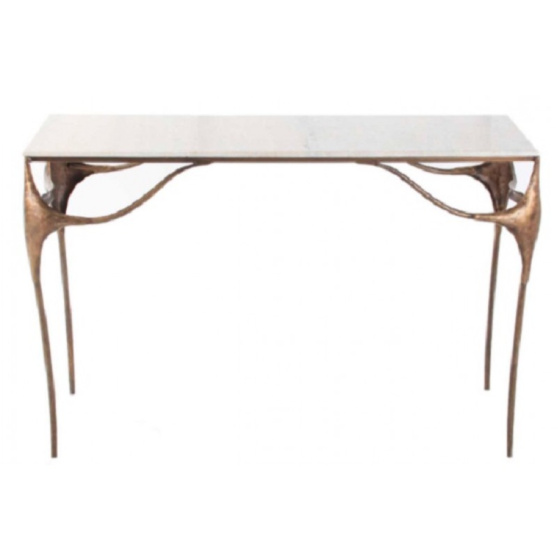 ΚΟΝΣΟΛΑ ΜΕΤΑΛΛΙΚΉ ΜΕ ΑΣΠΡΟ ΜΑΡΜΑΡΟ ‘130x52x81’ Κωδικός προϊόντος: 0477069 