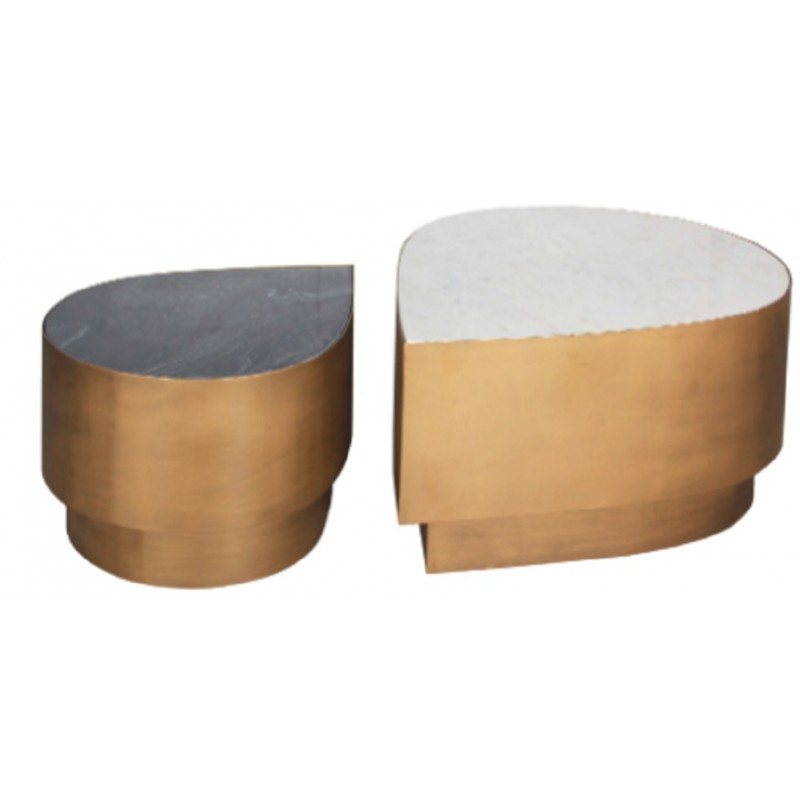 ΤΡΑΠΕΖΙΑ ΣΑΛΟΝΙΟΥ ΣΕΤ 2 ’85x71x42 + 60x51x36′  Κωδικός προϊόντος: 0477114  - υλικό αλουμινιο 