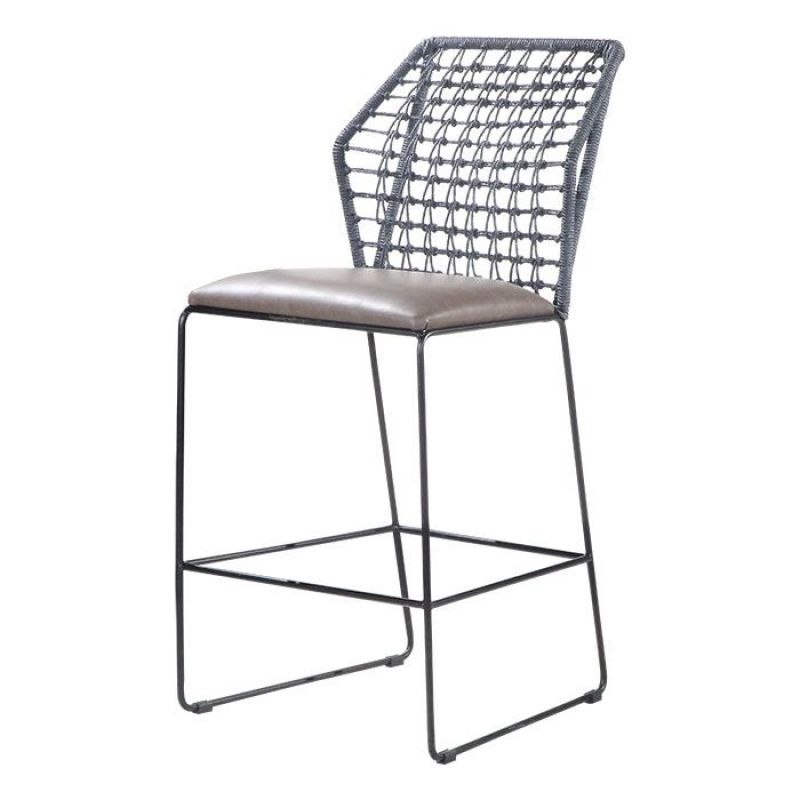 MMS 100 P  Σκαμπό μπαρ μεταλλικό  με χειροποίητη πλέξη  κορδονιών  Υ: 105 Β: 57 Μ: 45