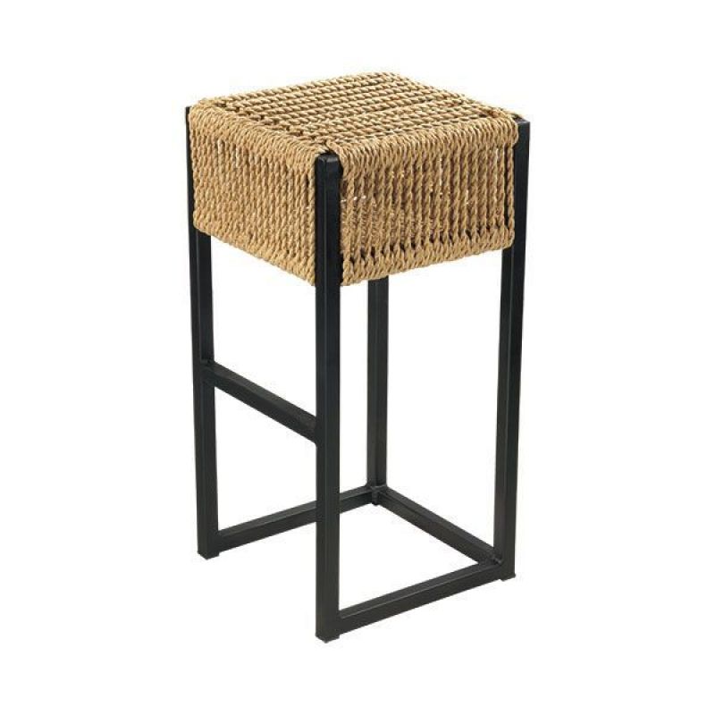 S145P - Mεταλλικό σκαμπό με χειροποίητη πλέξη κορδονιών 45X45X75cm