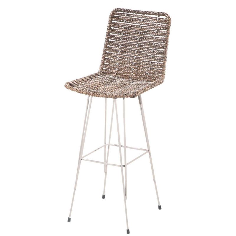 MMS 132 Μεταλλικό σκαμπό  χειροποίητη πλέξη   Ύψος:88/ 75 Μήκος: 40 Βάθος: 46 cm