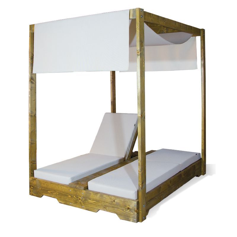 XA 19 Ξαπλώστρα διπλή  γκαζέμπο  με σκέπαστρο και μαξιλάρια  205*170*Υ 220 εκ