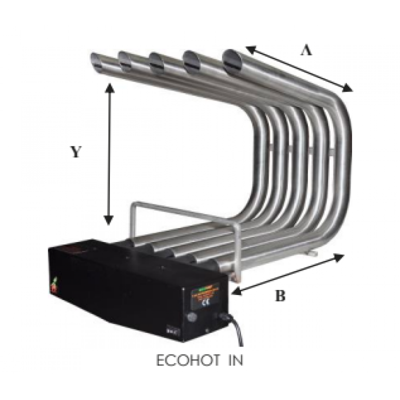 ECOHOT Ecohot 2-R inox 47 x 66 x 60-89 cm     Αερόθερμο τζακιού με ισχυρή αντίσταση 2000W -290m3/ώρα 62 watt / 2   ταχύτητες