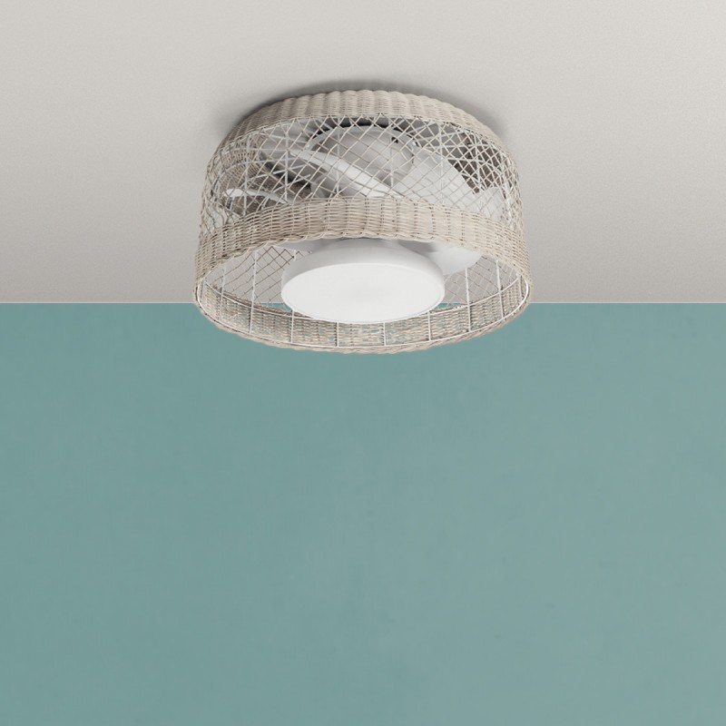 Ανεμιστήρας οροφής με ρατάν σε λευκό χρώμα | IBIZA 7956 - Φ 612 Χ 288 cm 