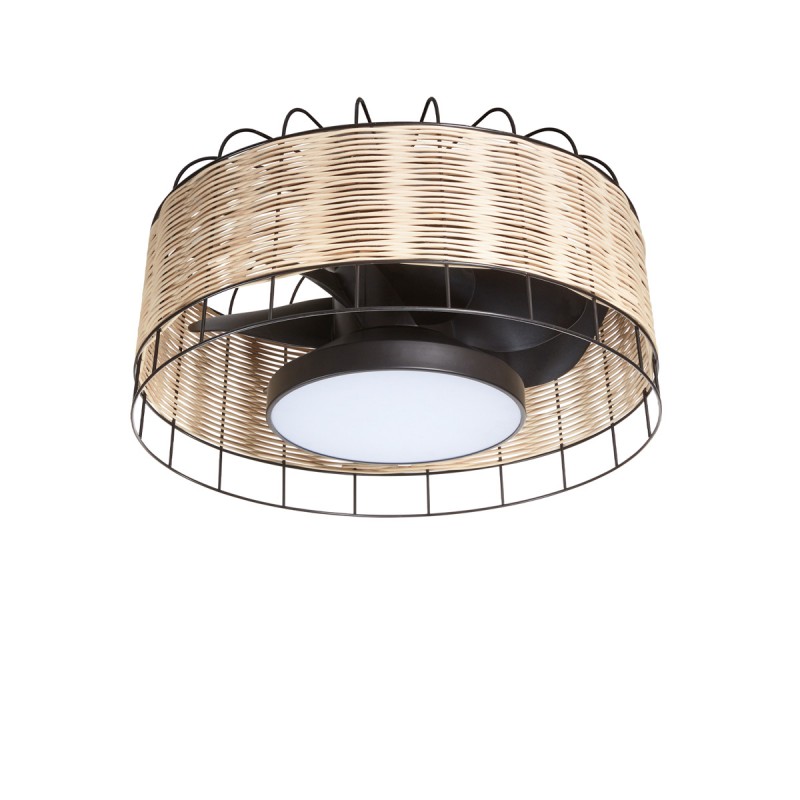 Ανεμιστήρας οροφής με ρατάν (χειροποίητη ψάθα) της συλλογής MARA 7955 και led φωτισμό.  - Φ 612 Χ 288 mm  