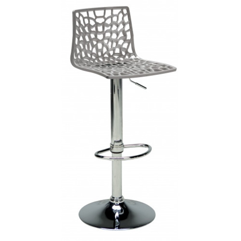 SPIDER/GAS LIFT Σκαμπό μπαρ με ΓΚΡΙ plexi glass- χρωμίου  39.00cm x 41.00cm x 82.00cm