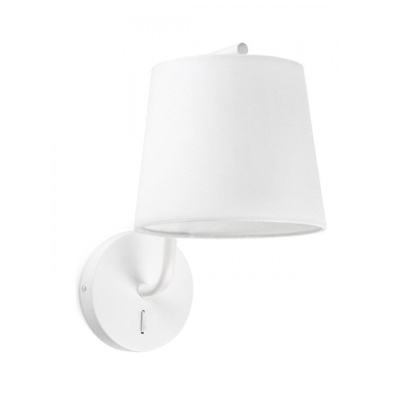 Απλίκα φωτιστικό BERNI λευκό μαύρο νίκελ μεταλλικό υφασμάτινο Faro Barcelona-29326-Λευκό 29326