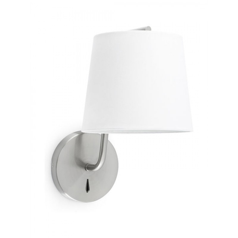 Απλίκα φωτιστικό BERNI λευκό μαύρο νίκελ μεταλλικό υφασμάτινο Faro Barcelona-29328-Νίκελ Ματ 29328