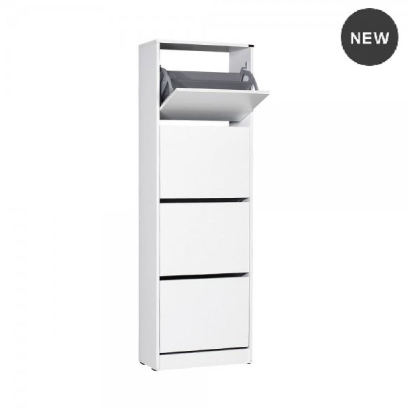 Ξύλινη Παπουτσοθήκη High Compact με 4 Ράφια Λευκή Μ51xΠ26xΥ157cm Κωδικός προϊόντος: FD-SHC340-BB