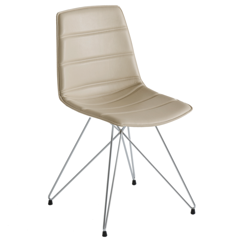 DRESS ALHAMBRA TC cod.92.--/IETC chromed/cromata  Καρέκλα με μεταλλικό σκελετό και κάθισμα σε γκρι  τεχνόδερμα ( 43*51*83  εκ. ύψος)