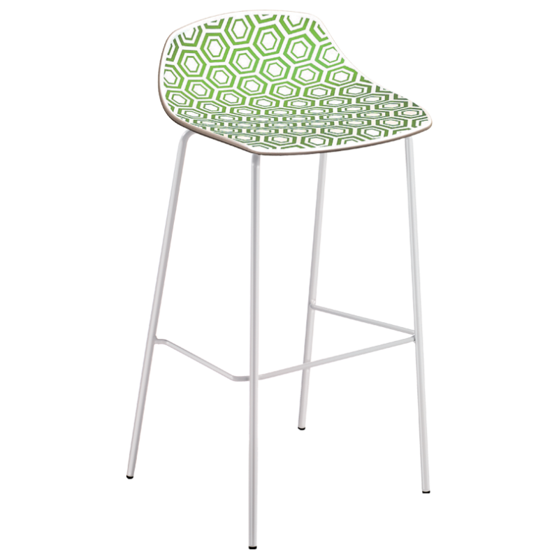 Gaber Alhambra 67 - Σκαμπό  Ιταλίας  χαμηλό  απο τεχνο-πολυμερές υλικό πρασινο λευκό  43x50x67cm